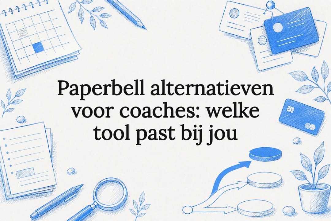 Decoratieve titelkaart voor alternatieven van coachsoftware