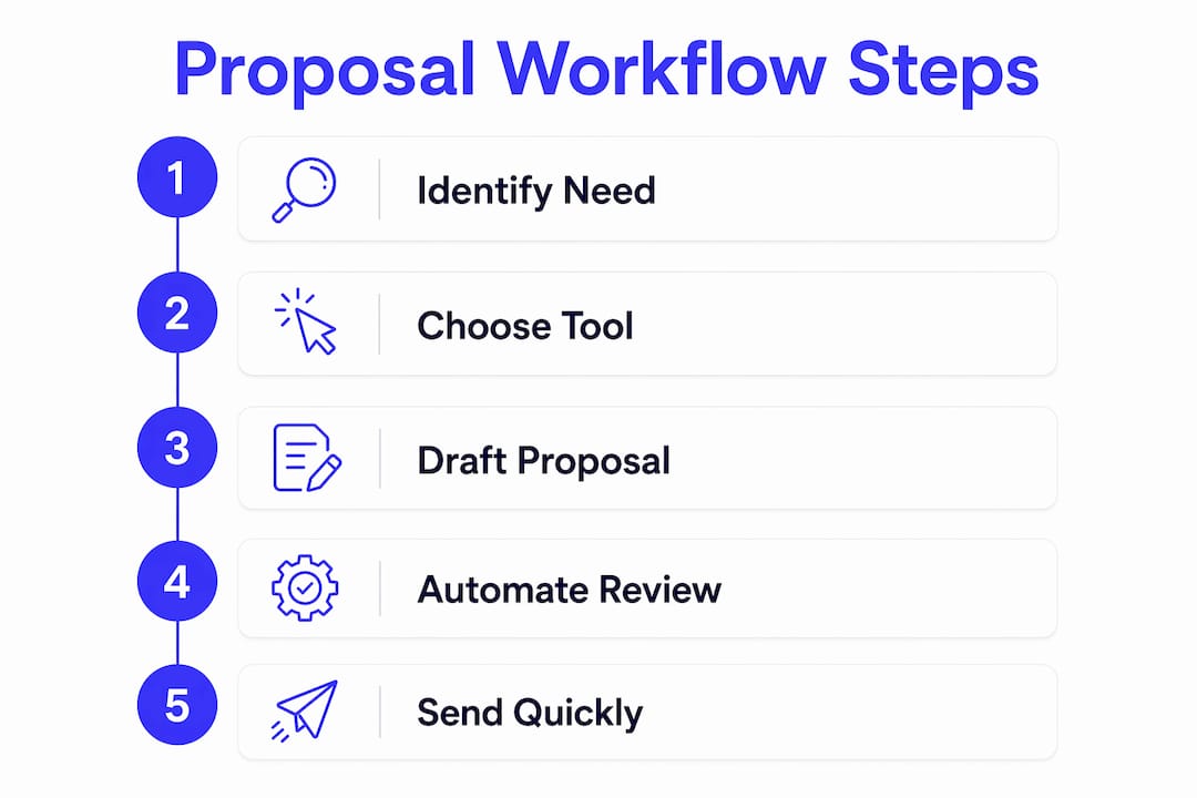 Infographic showing five-step proposal workflow process