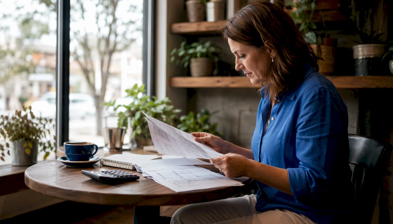 Woman reviewing bathroom renovation costs