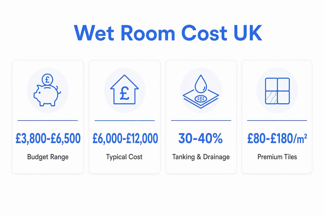 Infographic showing wet room cost statistics