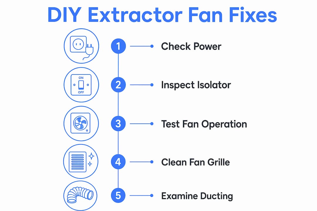 Infographic illustrating DIY extractor fan fix steps