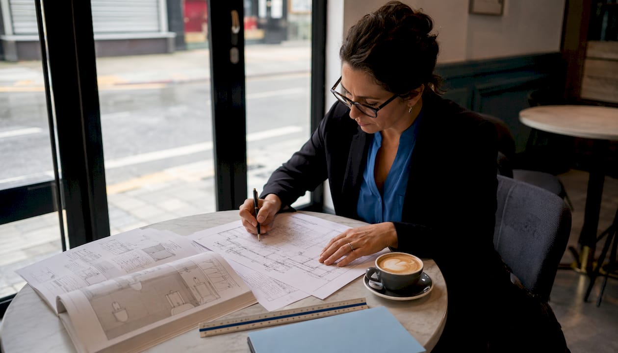Architect reviewing UK accessible bathroom standards