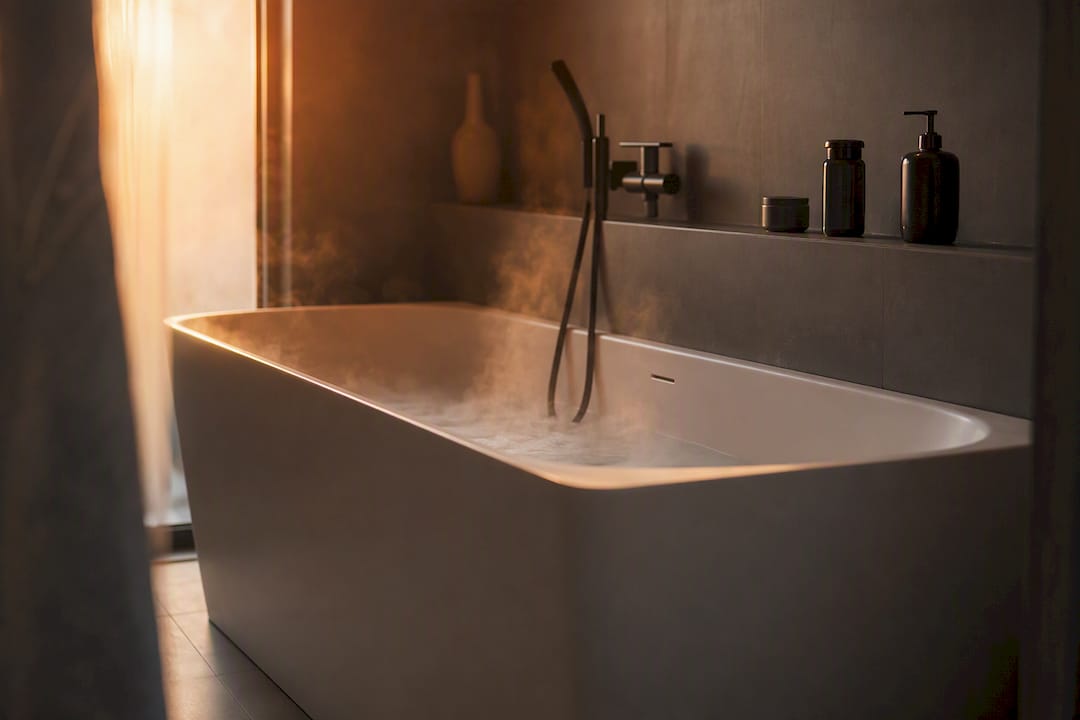 Standard bathtub in modern UK bathroom