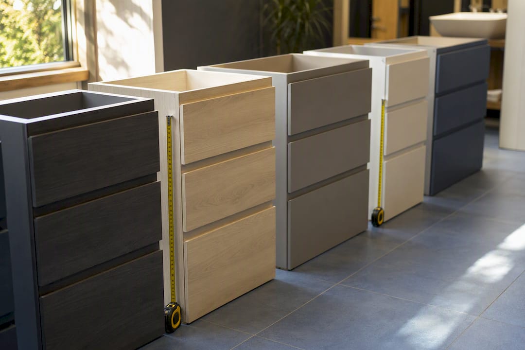 Varied vanity unit widths displayed overhead
