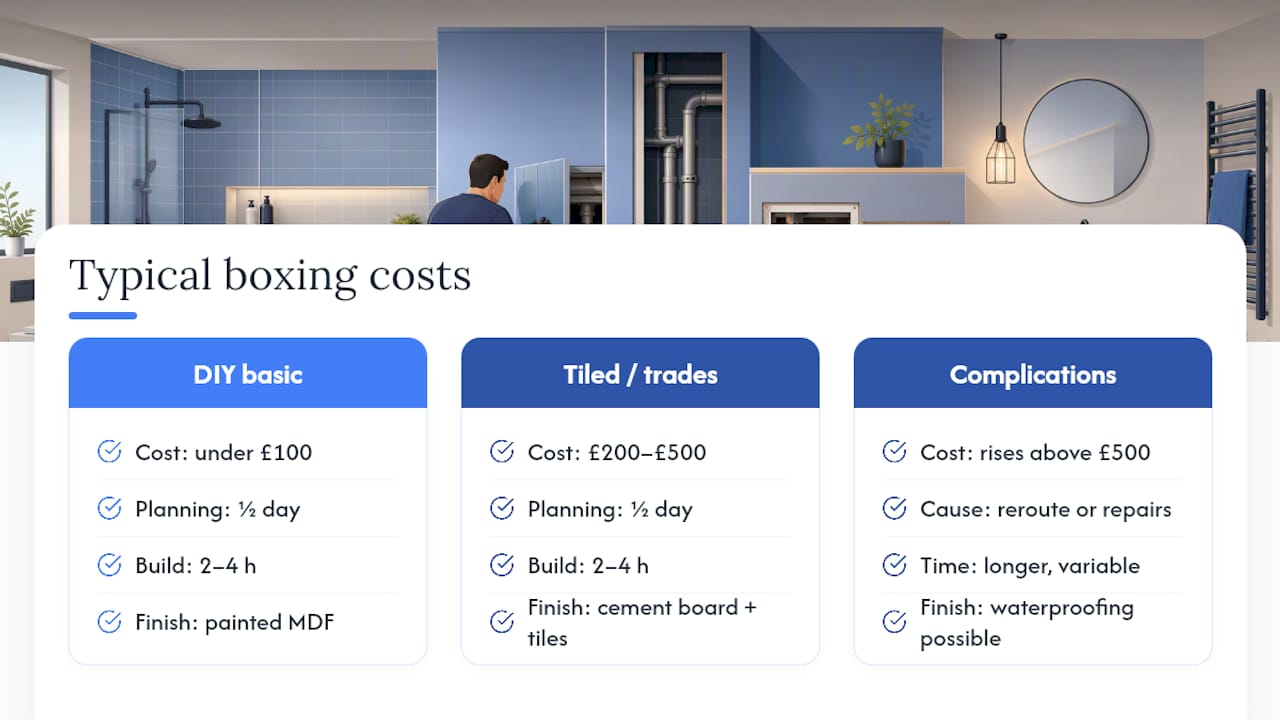 Bathroom pipe boxing cost comparison