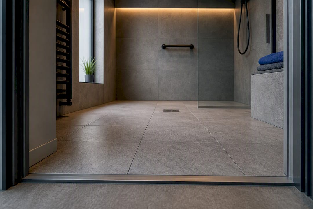 Flush level access shower entry