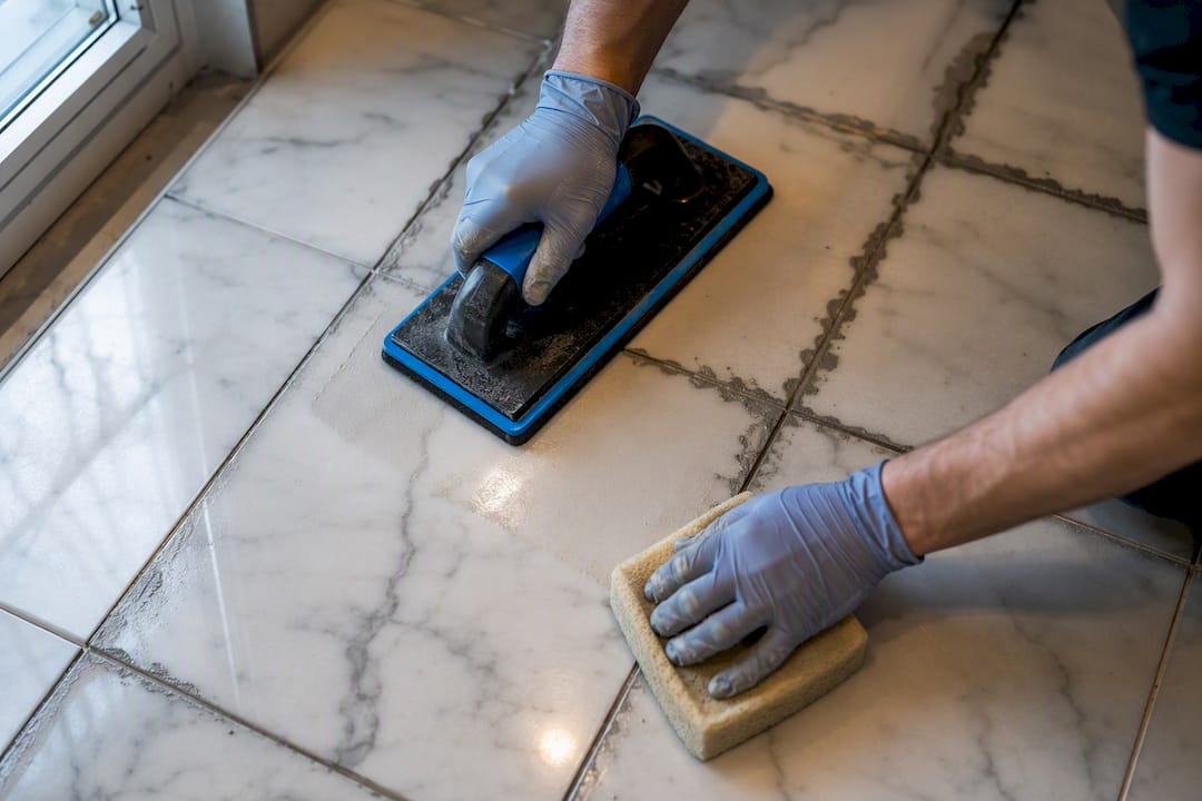 Cleaning excess epoxy grout from marble