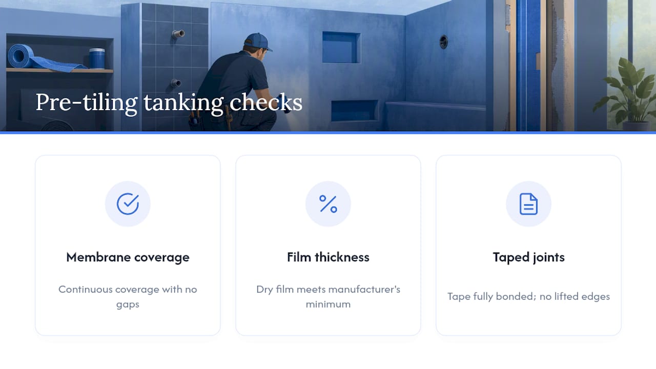 Three checks for wet room tanking