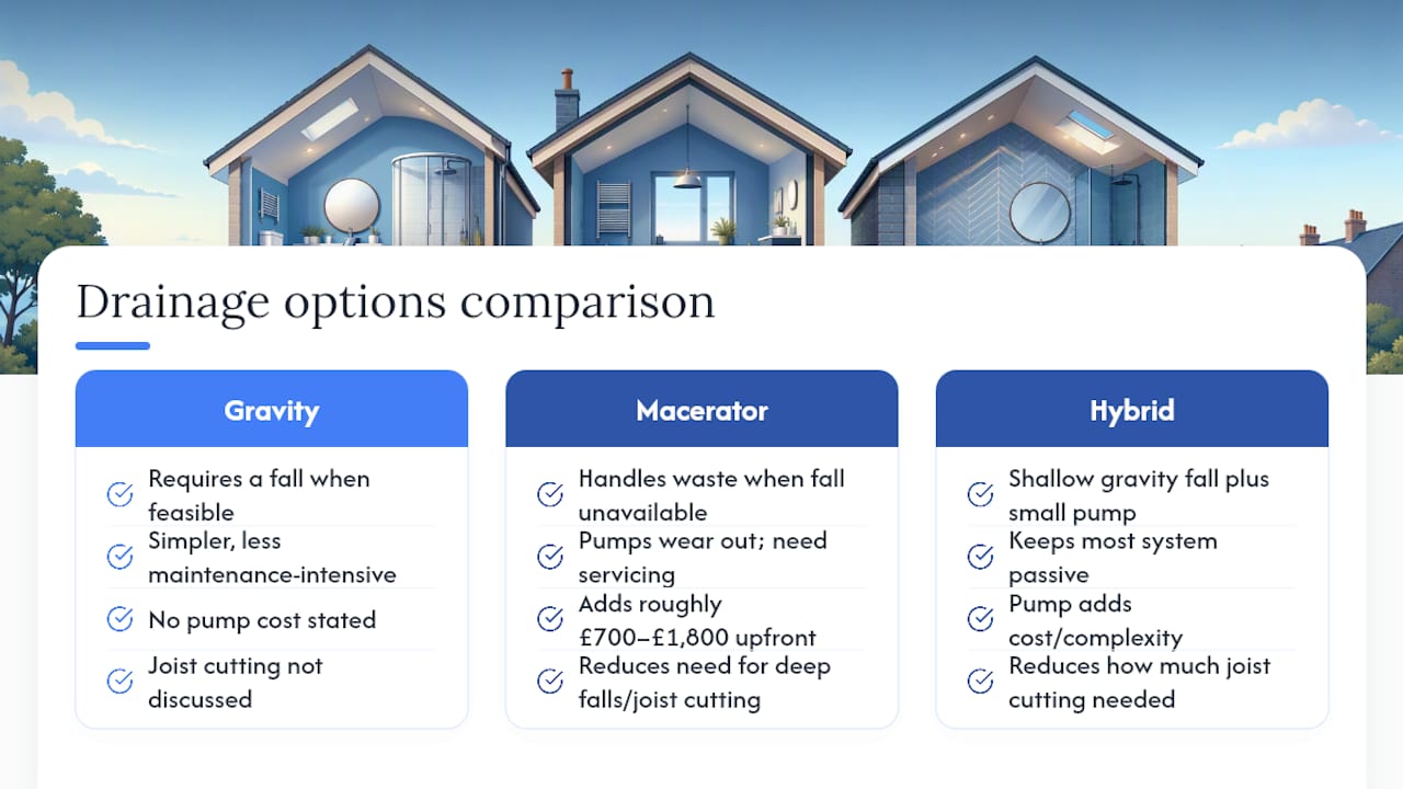Comparison of bathroom drainage system options