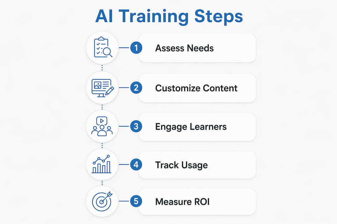Infographic illustrating AI training process steps