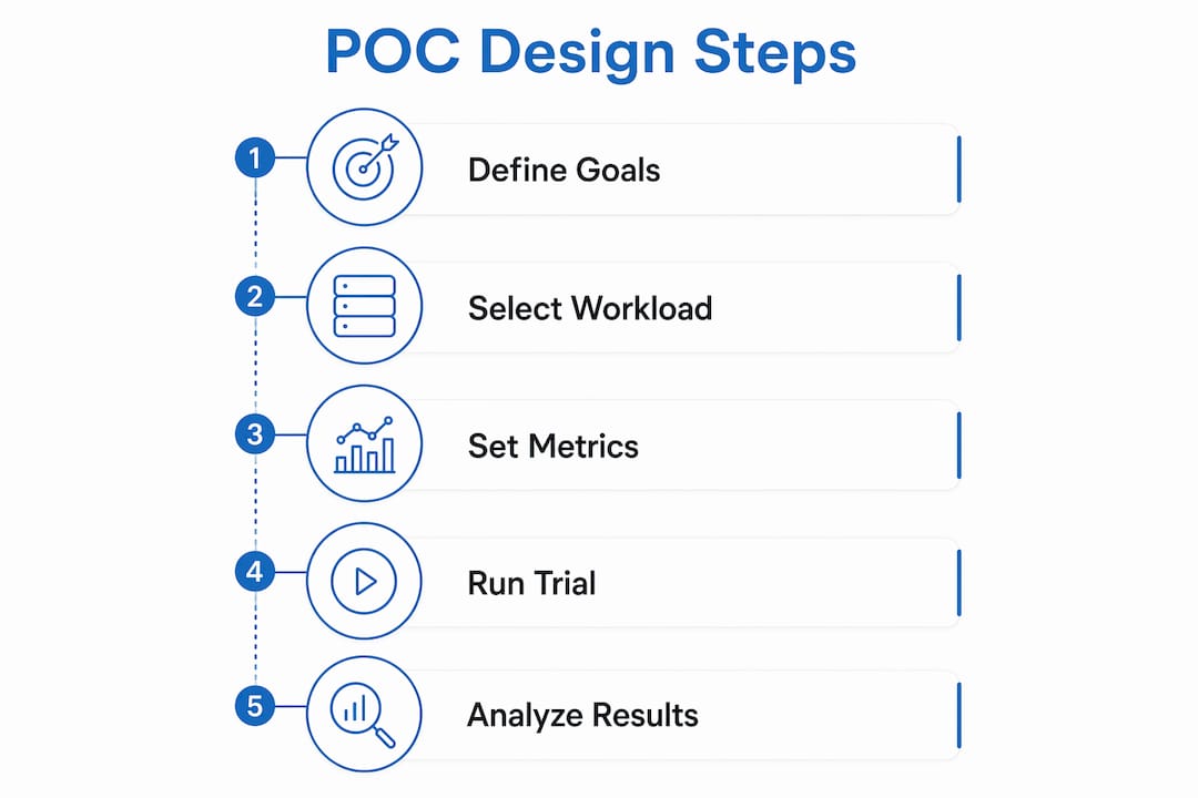 Infographic illustrating steps to design a proof of concept