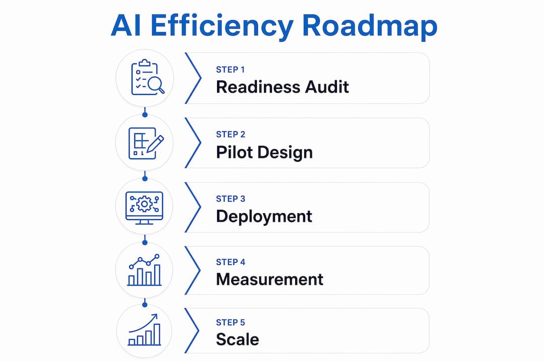 Infographic showing AI operational efficiency roadmap