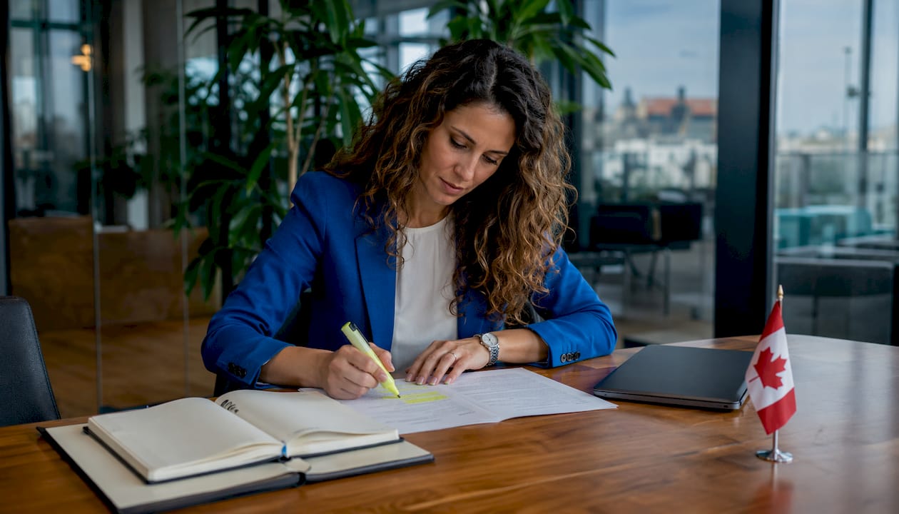 Business analyst highlighting AI use case document