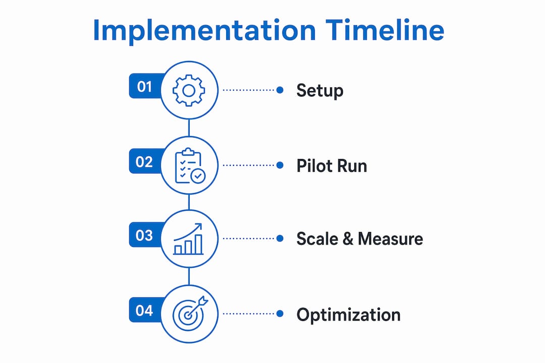Infographic showing construction software implementation steps