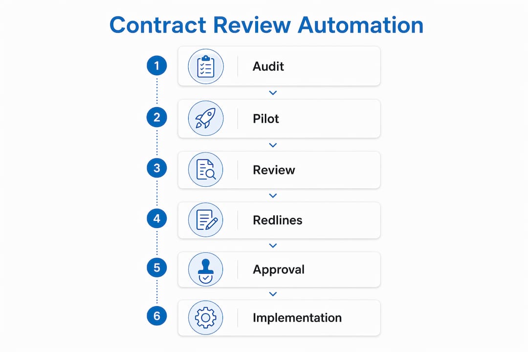 Infographic showing contract review automation process steps