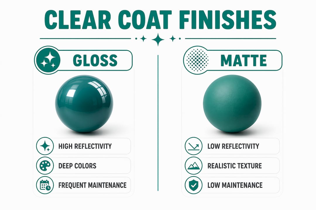 Infographic comparing gloss and matte clear coats