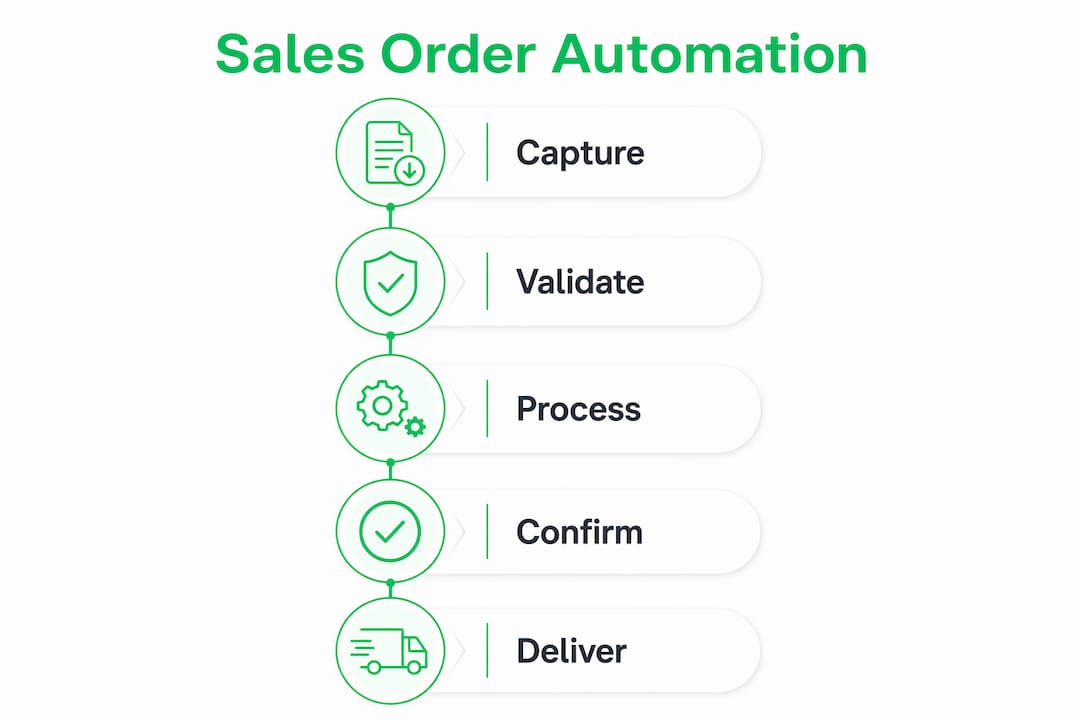 Infographic showing sales order automation steps