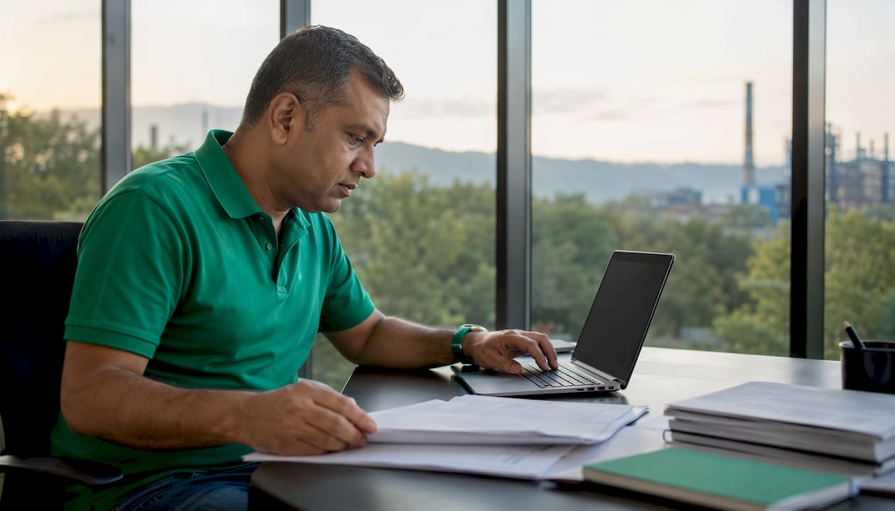 Engineer managing industrial sales order automation