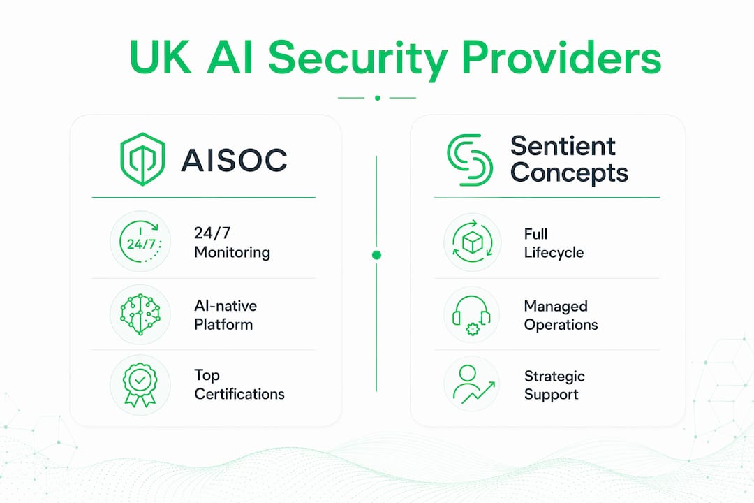 Infographic comparing UK AI security providers