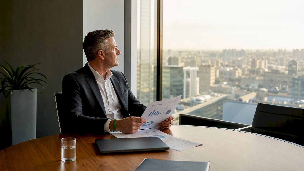 Executive reviewing organisational bottlenecks report