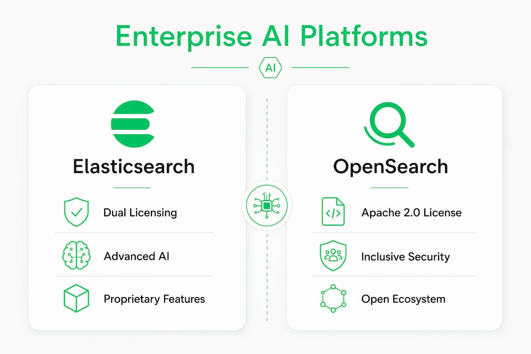 Infographic comparing Elasticsearch and OpenSearch features