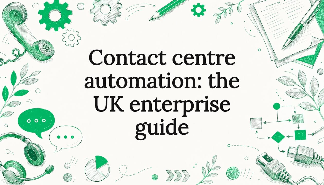 Decorative title card illustration with automation icons