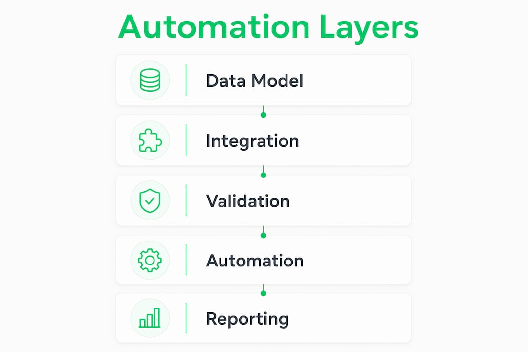 Infographic showing automation platform technical layers