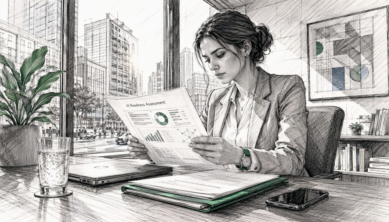 Business leader reviewing AI readiness documents