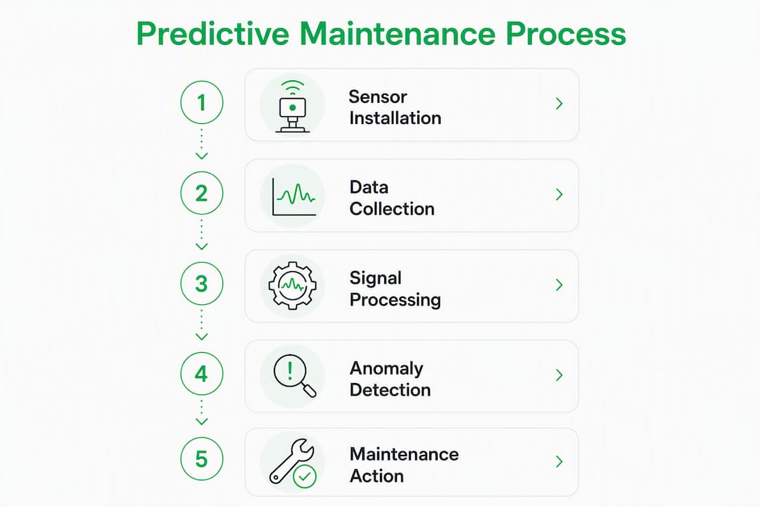 Infographic showing predictive maintenance process steps