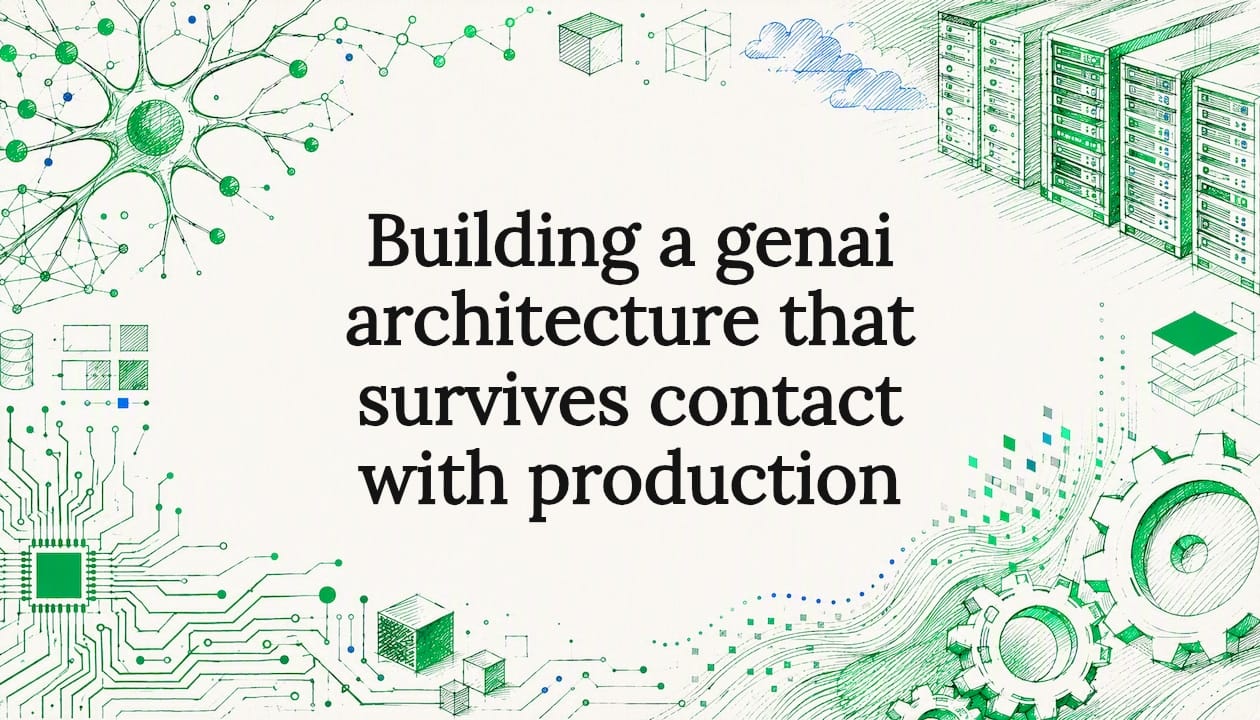 Decorative title card illustration featuring AI architecture elements