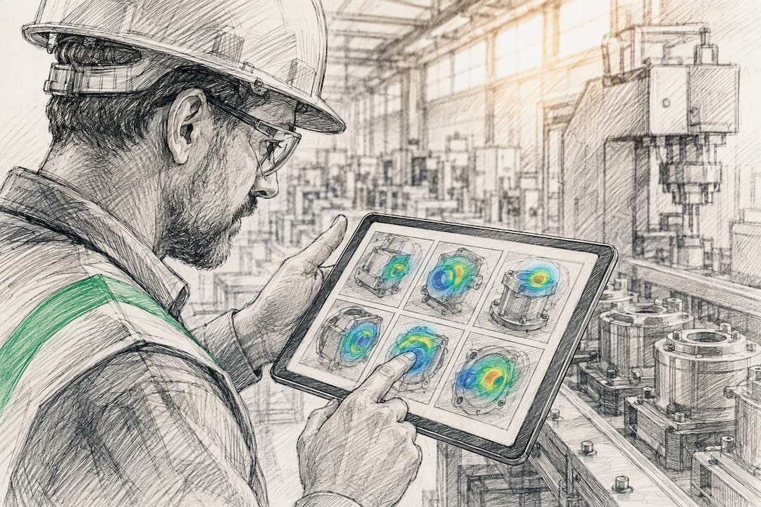 Supervisor demonstrating AI defect heatmaps in training