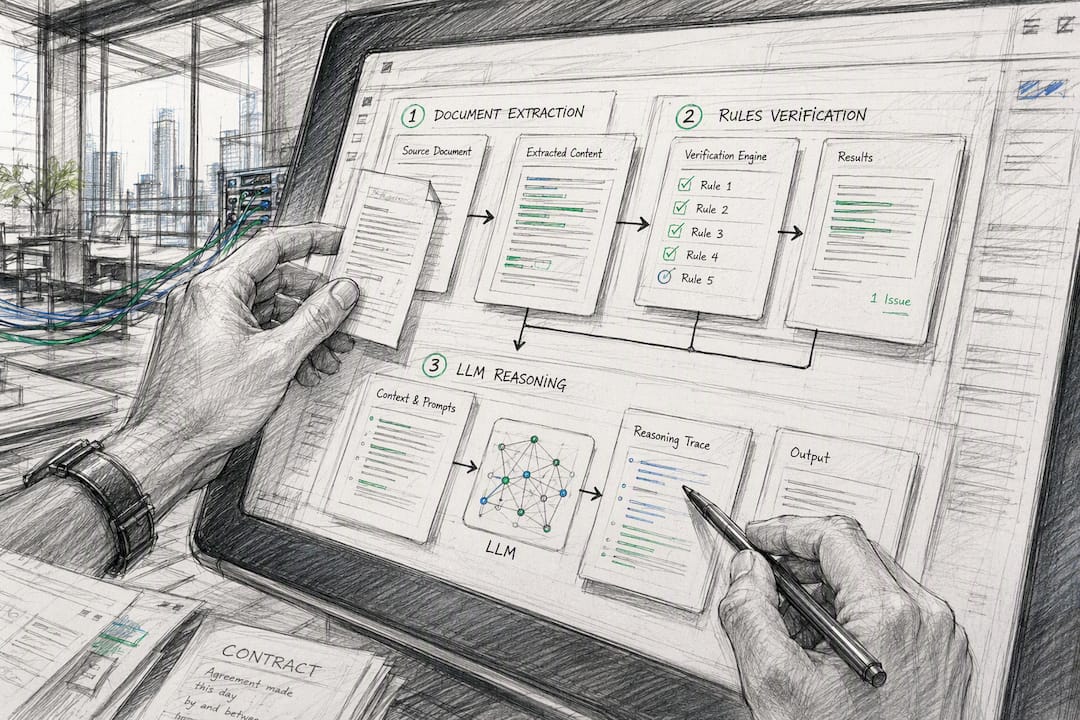 Hands adjusting AI document workflow layers