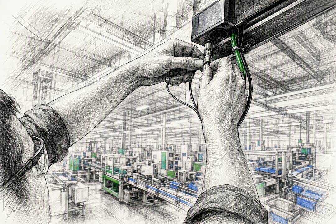 Hands adjusting manufacturing vision sensor