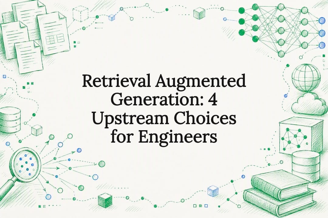 Decorative title card illustration for retrieval augmented generation article