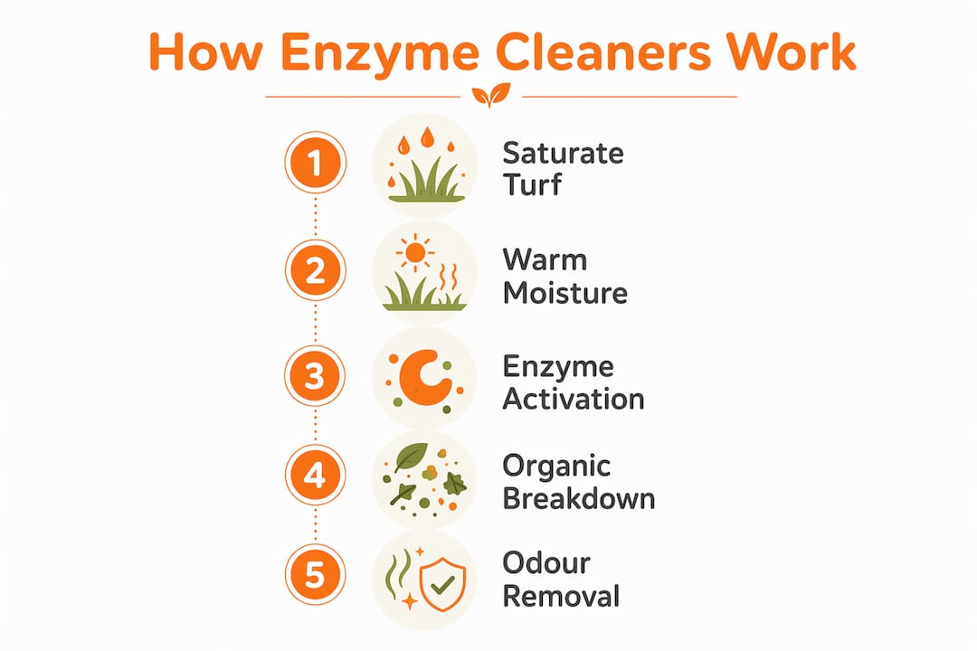 Infographic showing enzyme cleaner process steps