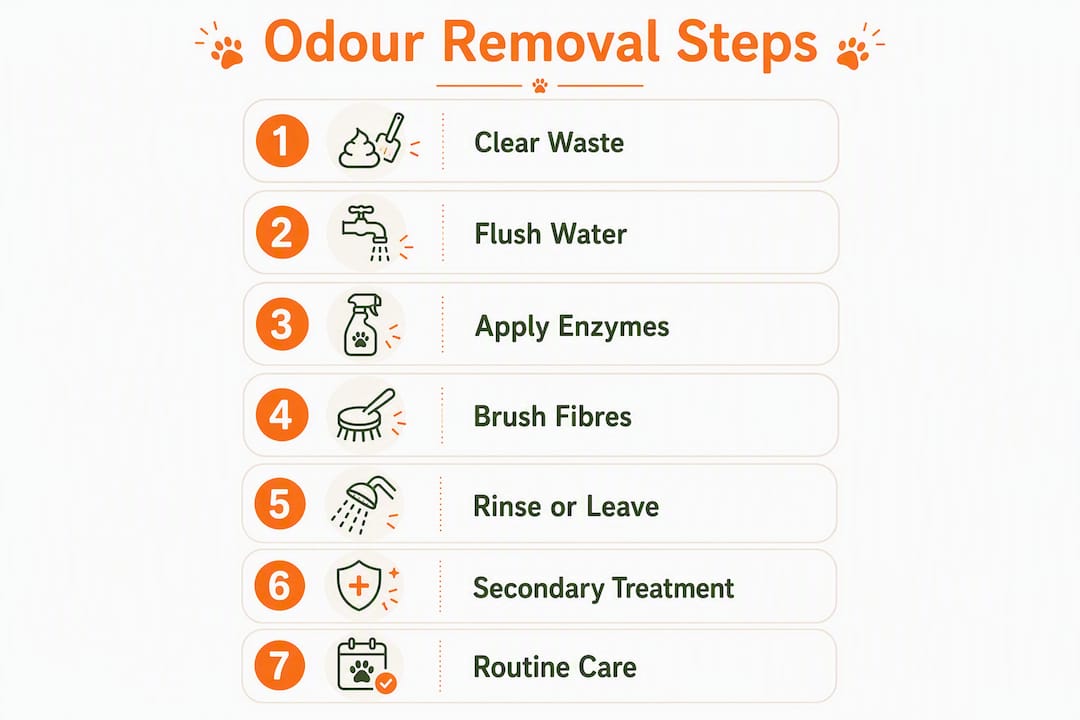 Infographic showing odor removal cleaning steps