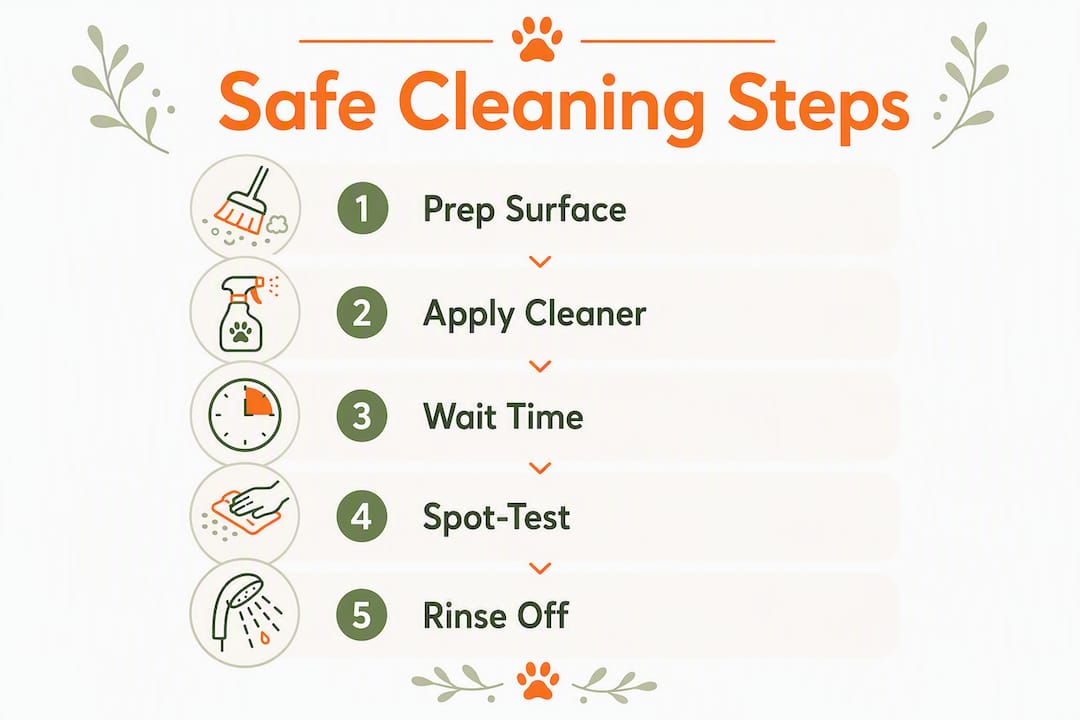 Infographic illustrating safe enzyme cleaning steps for patios