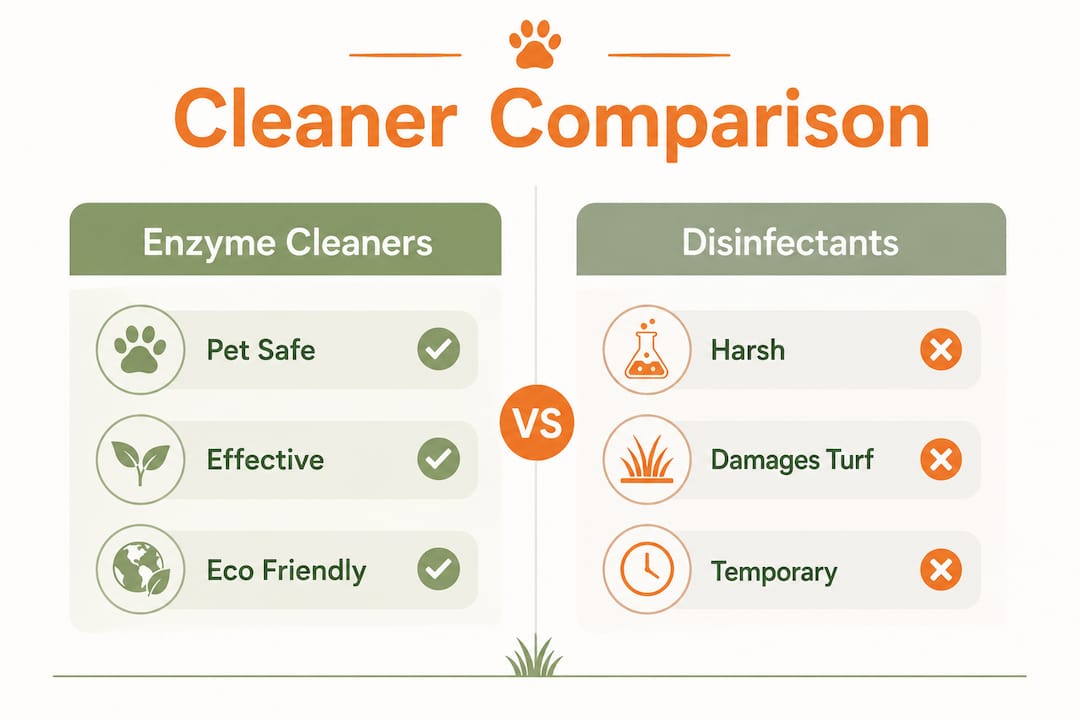 Infographic comparing enzyme cleaner benefits vs disinfectants