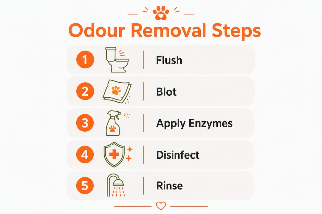 Infographic showing enzyme cleaning steps