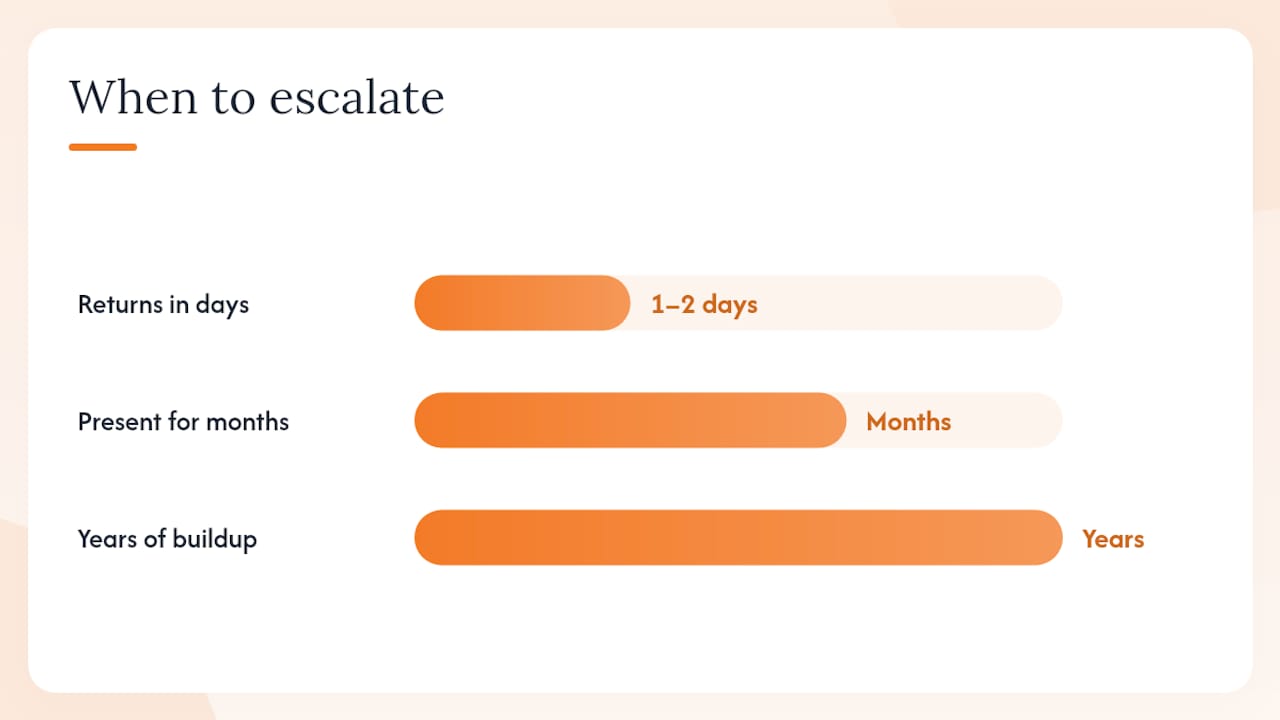 When do repeat treatments or professional help become necessary? — overview diagram