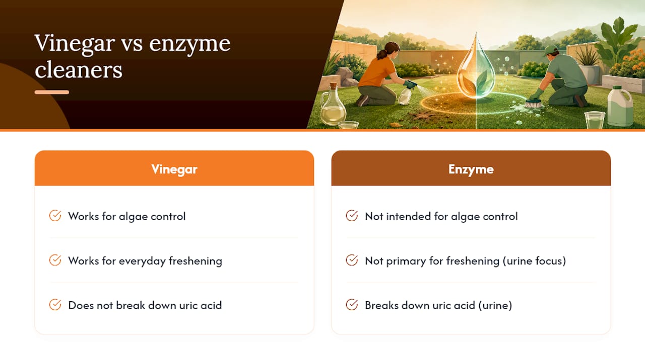 Comparison diagram of vinegar and enzyme cleaners effectiveness