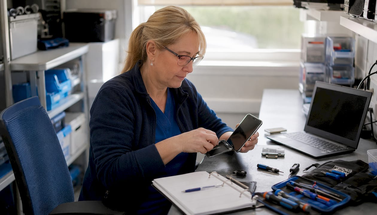 Technician replacing LTC communication device