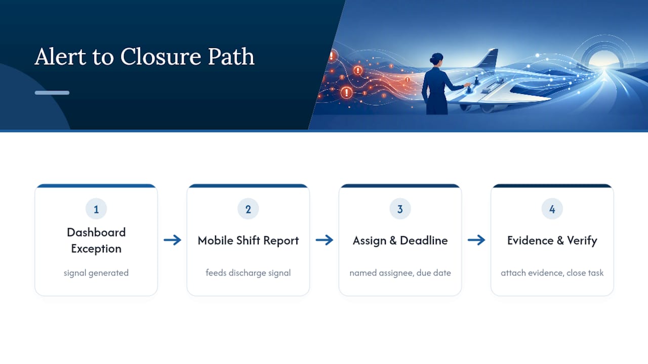 Dashboard exception to verified task flow