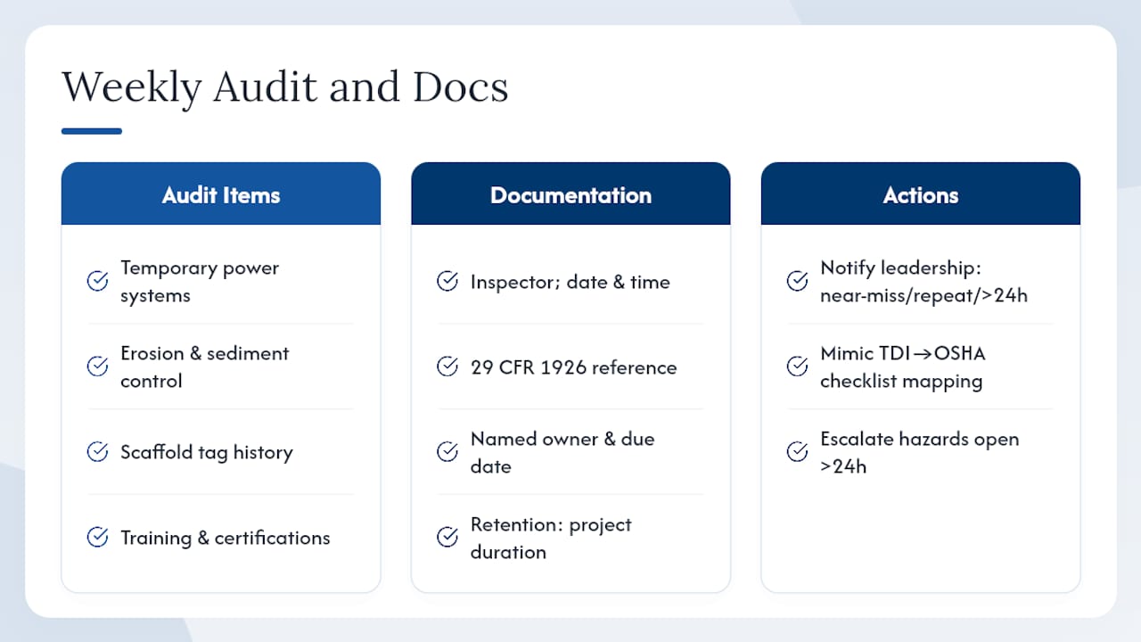 Weekly Site Audit and Documentation Requirements — overview diagram