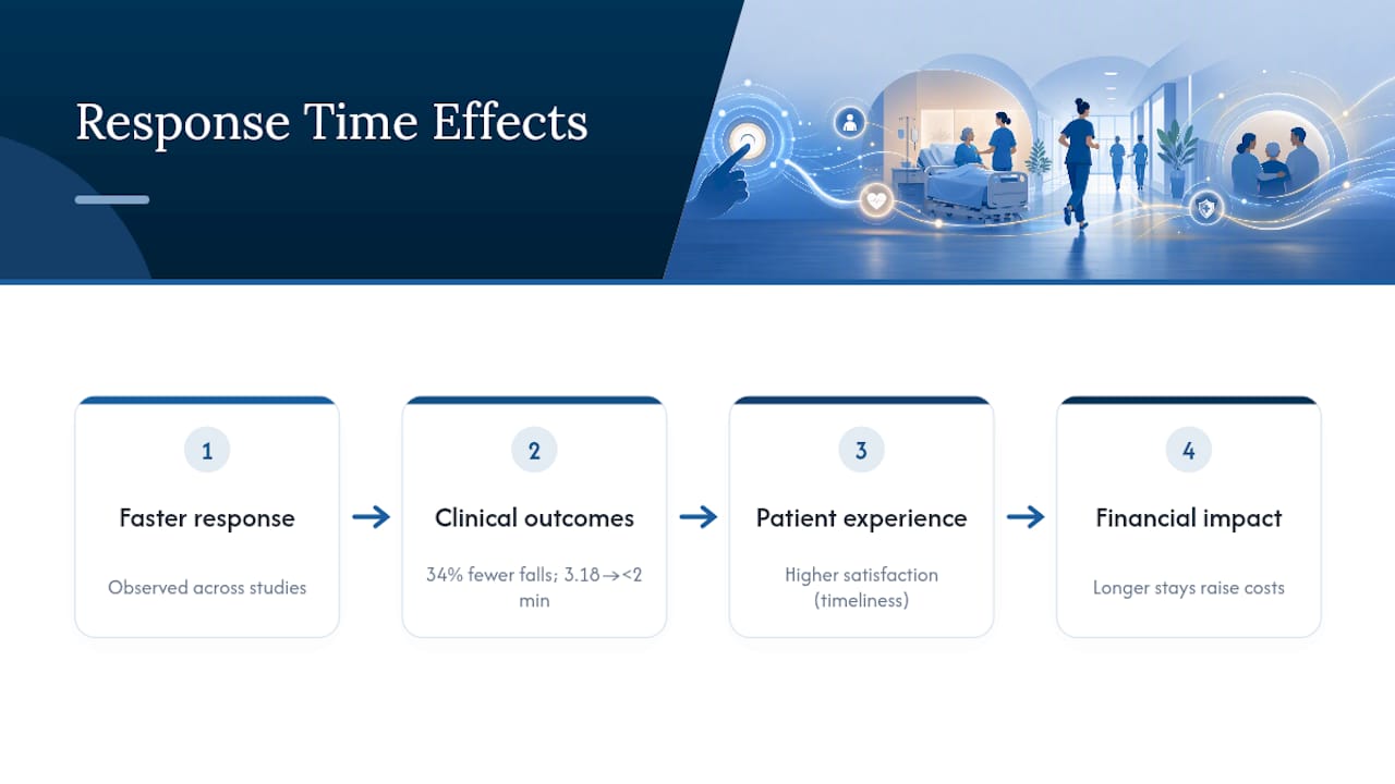 The Evidence Linking Response Time to Falls and Patient Experience — overview diagram