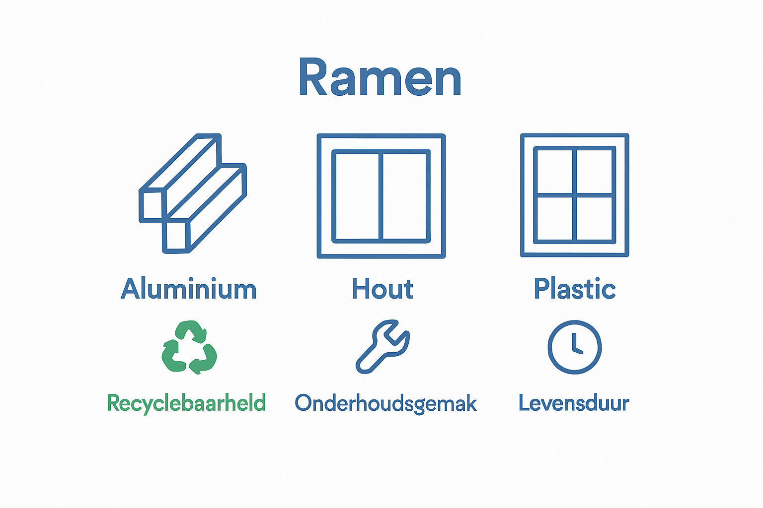Vergelijking recyclebaarheid, onderhoud, levensduur ramen