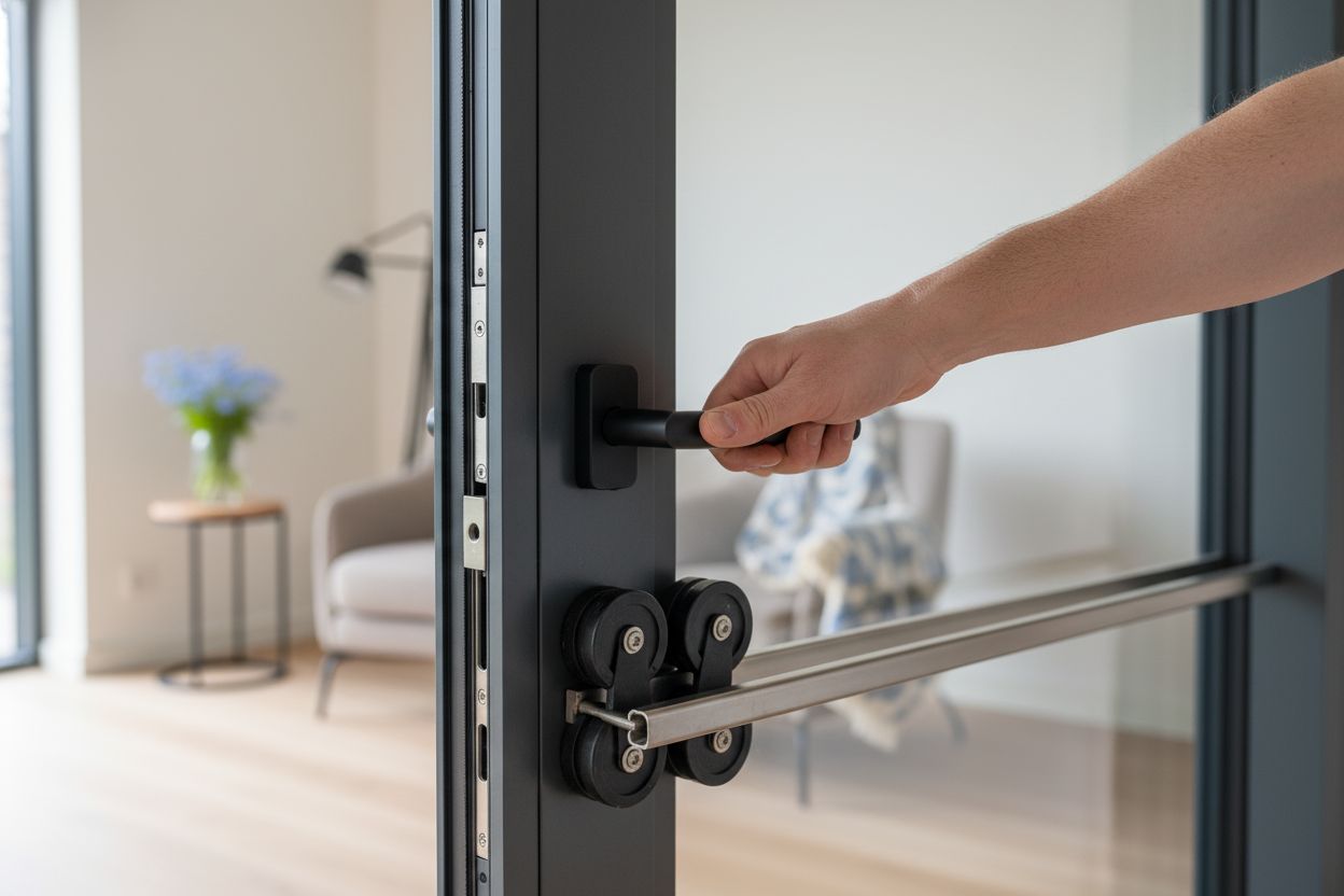 detail hefmechanisme schuifpui