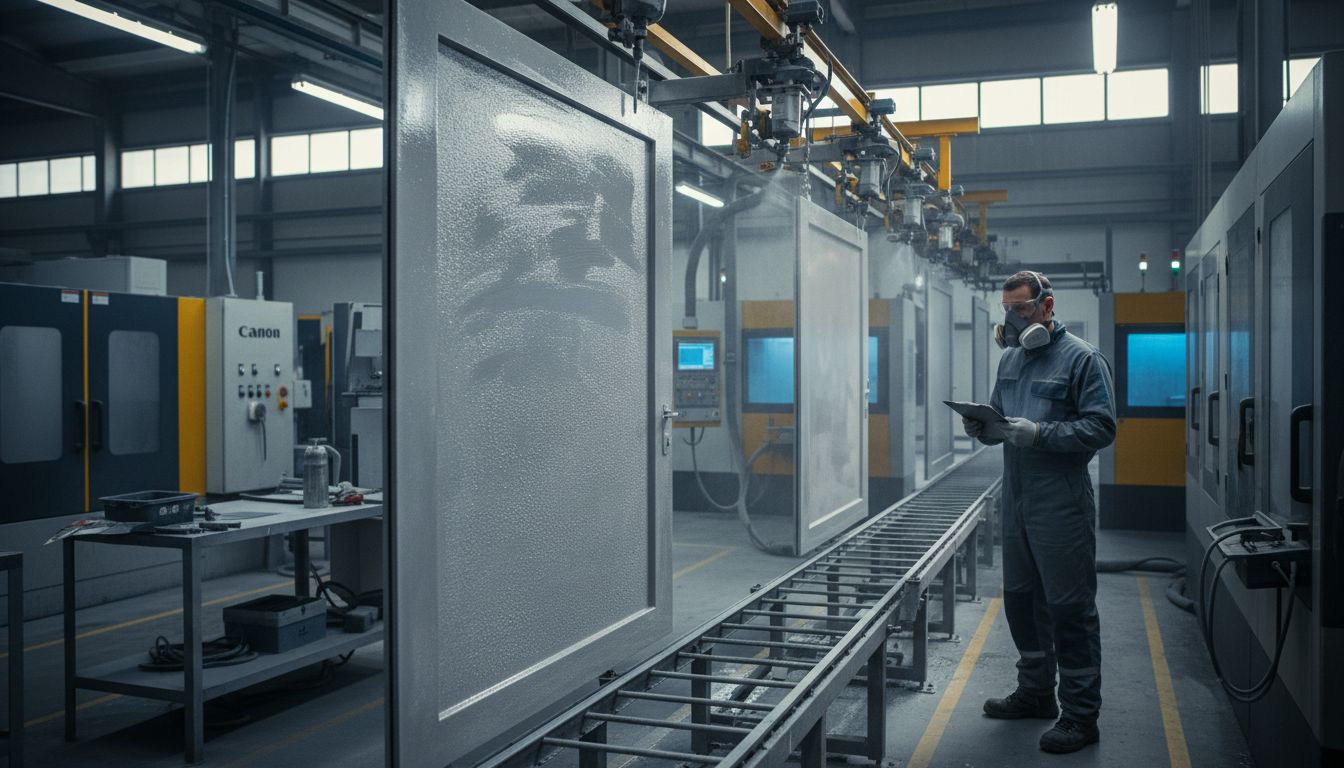 aluminium deur poederlakken detail