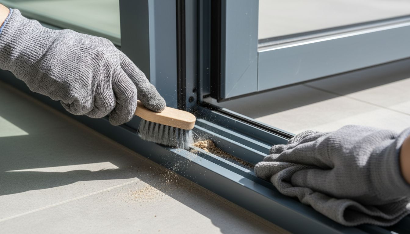 schoonmaken schuifpui rails