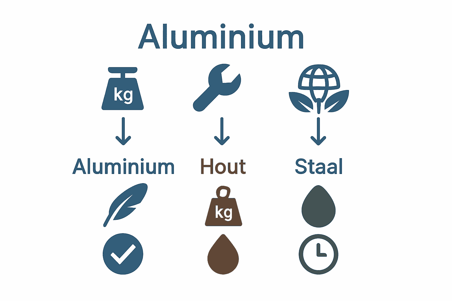 Vergelijking aluminium versus hout en staal in gevelbouw infographic